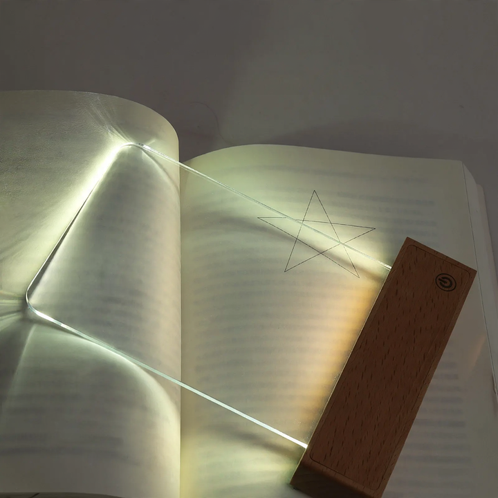 Flat reading lamp made of real wood, USB rechargeable