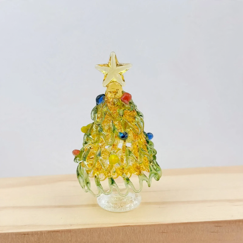Mini Christmas tree made of glass, decorative table figure