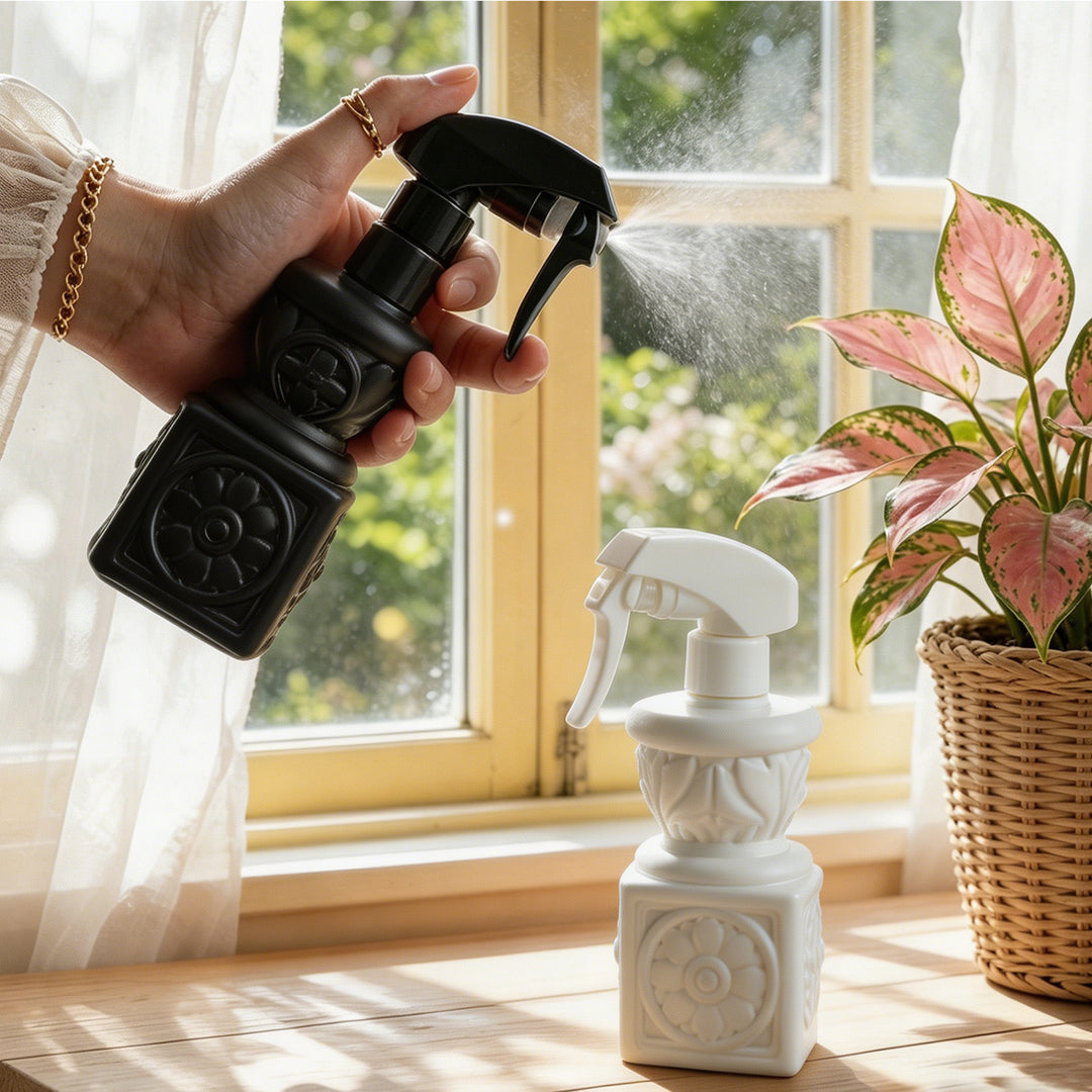 Spray bottle for plants, column shape