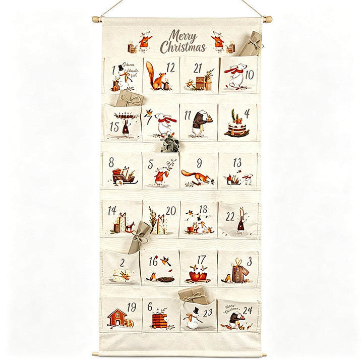 Christmas Advent calendar made of fabric with 24 pockets