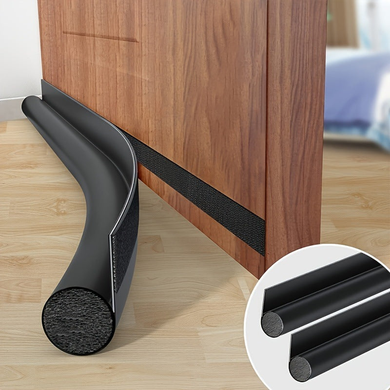 Self-adhesive door bottom seal made of leather