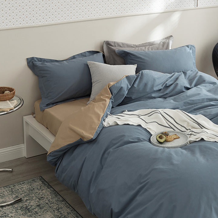 Bedding set, 4-piece, cotton, flock print