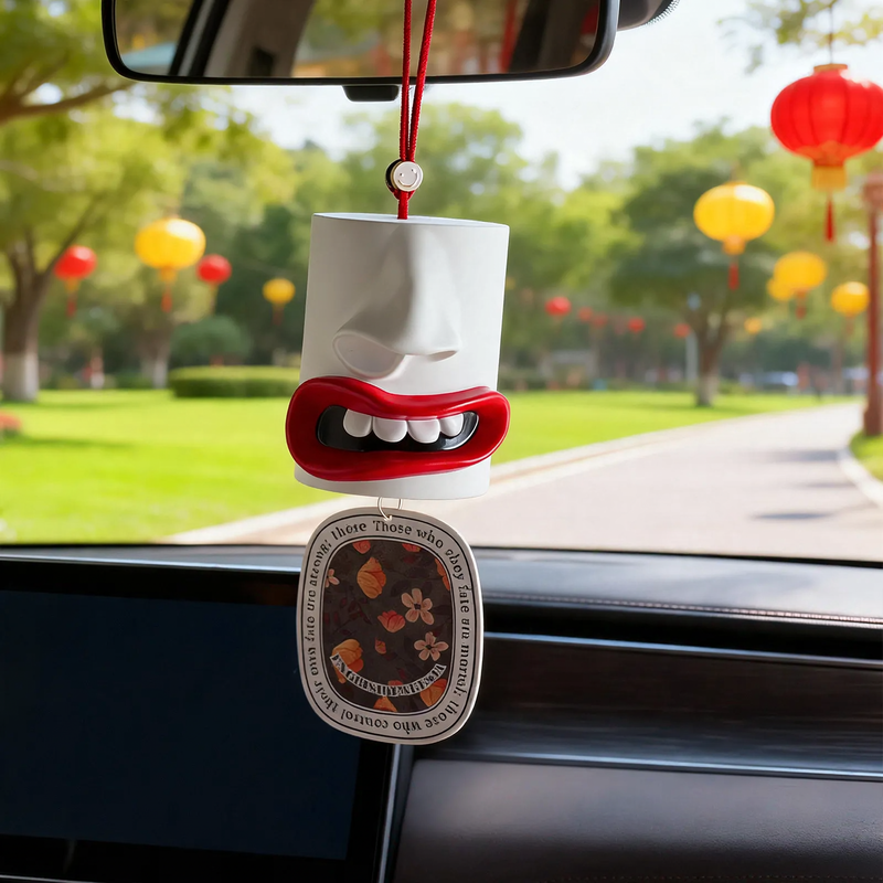 Car fragrance hanger with abstract lip design
