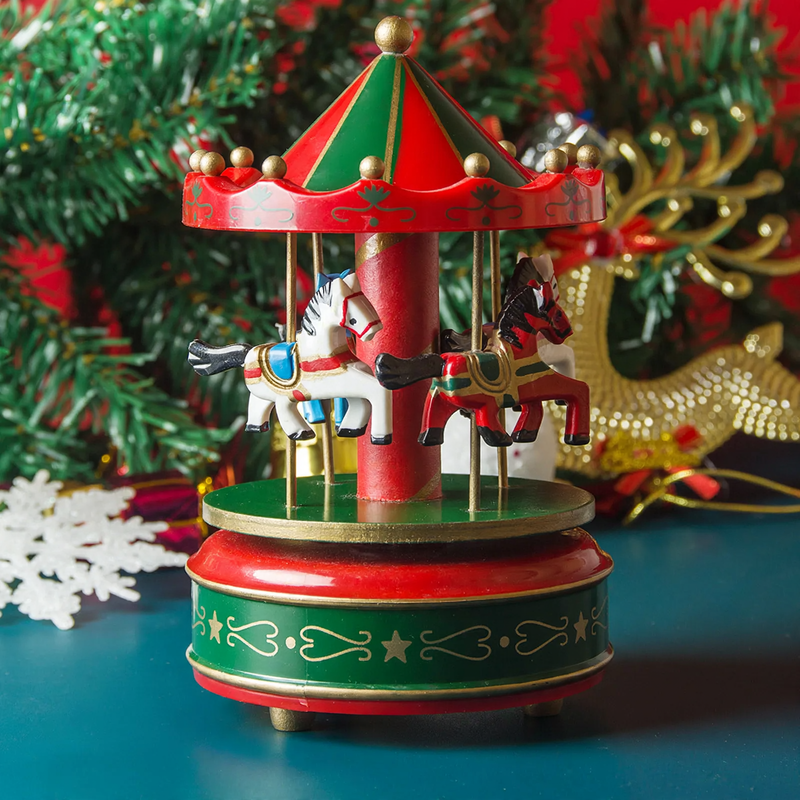 Decorative music box with carousel motif
