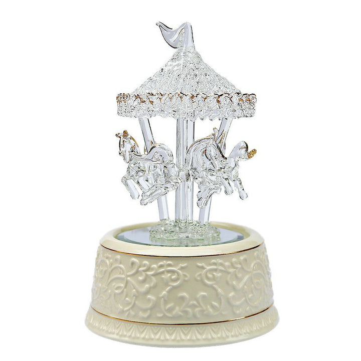 Crystal music box with carousel design