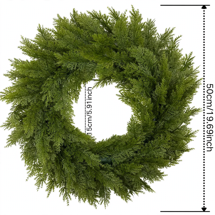 Artificial Christmas wreath with fir needles and berries