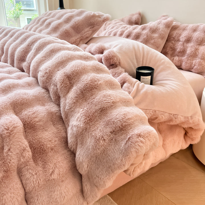 Winter bedding set made of thick milk fiber fleece