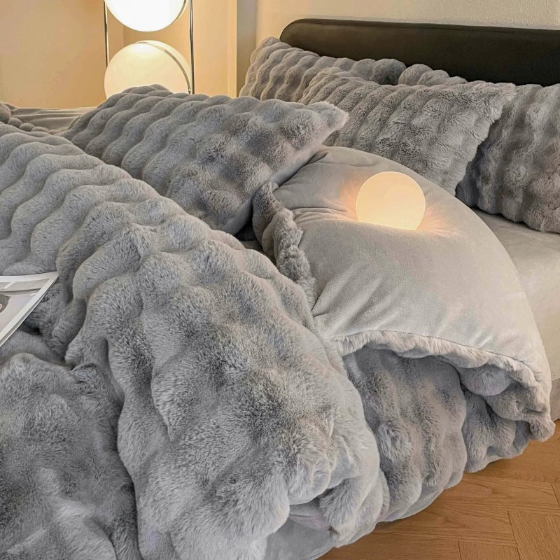 Winter bedding set made of milk fiber fleece, extra thick