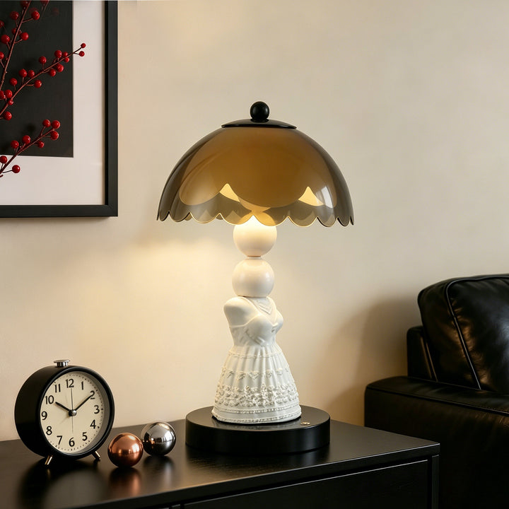 Table lamp with relief dress design made of ABS