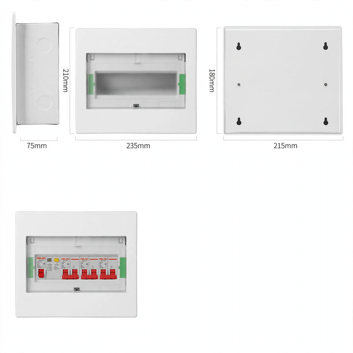 Distribution box for electrical installation, 2–16 circuits