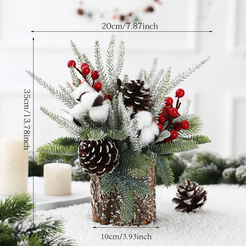 Mini Christmas tree in wooden barrel, 35 cm