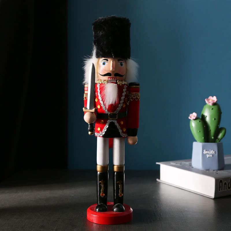Decorative nutcracker soldier figure made of pine wood