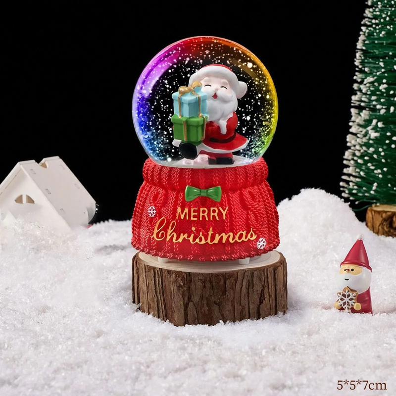 Christmas snow globe with light and music
