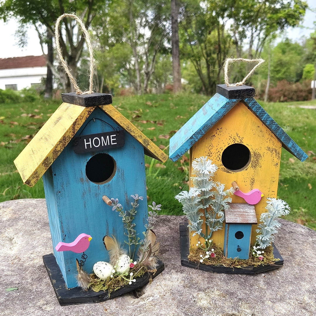 Wall-Birdhouse made of pine wood for the garden
