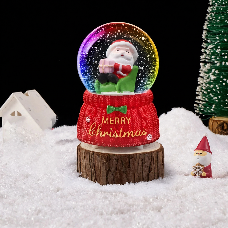 Crystal ball music box with lighting and snow effect