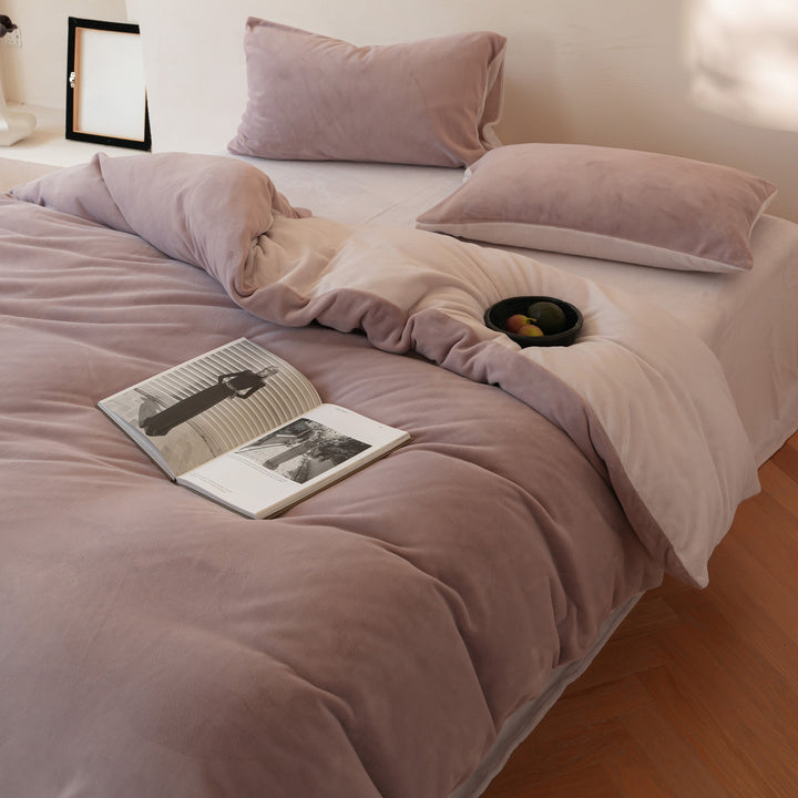 Milk fiber bedding set, 4-piece, winter, solid color