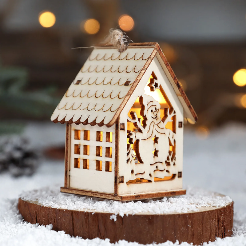 Decorative LED wooden hut for a festive atmosphere