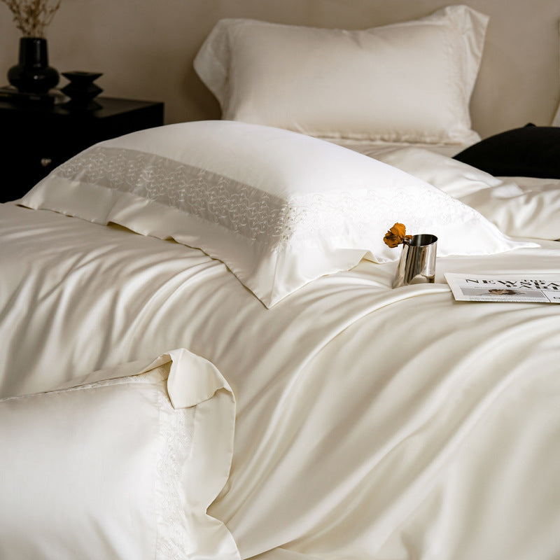 Cotton bedding set with embroidery, 4-piece