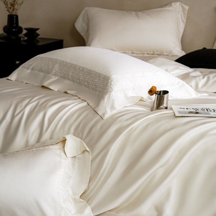 Cotton bedding set with embroidery, 4-piece