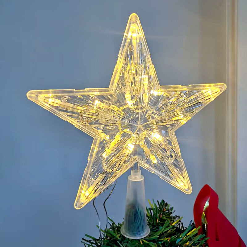 Transparent LED Christmas Tree Top Star, battery-operated