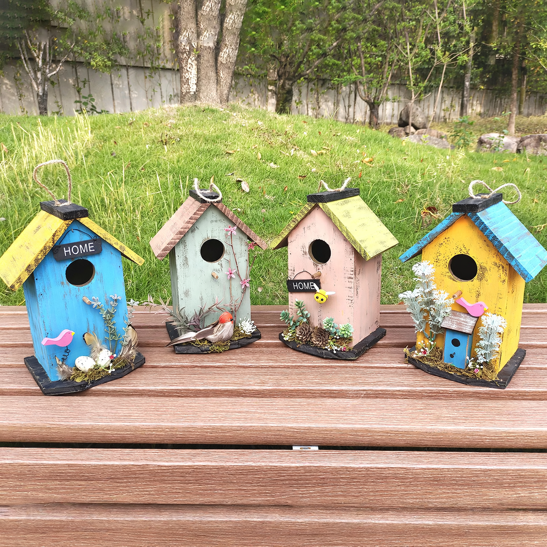 Wall-Birdhouse made of pine wood for the garden