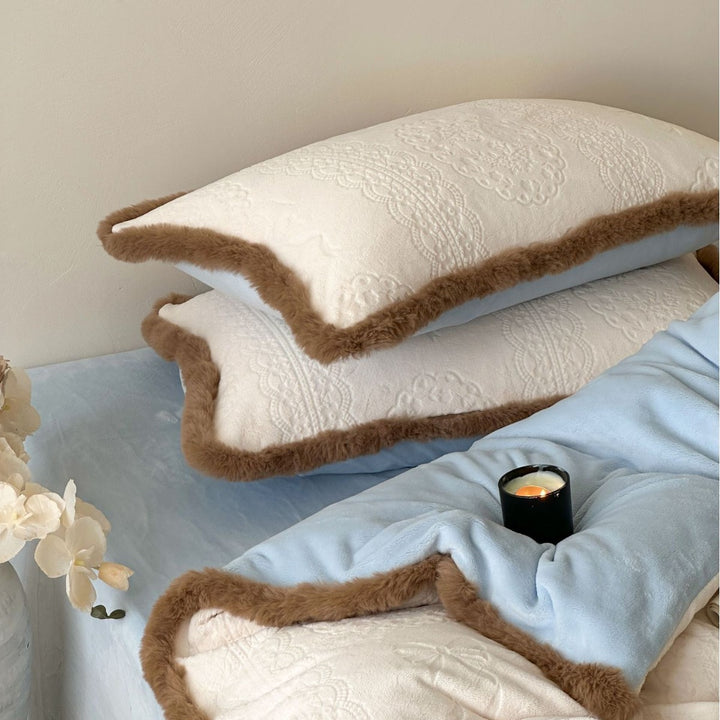 Milk fiber fleece bedding set, thickened, in Korean style