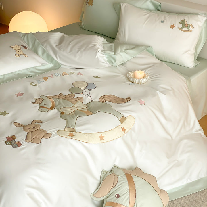 Cotton bedding set, 100 thread count, embroidered