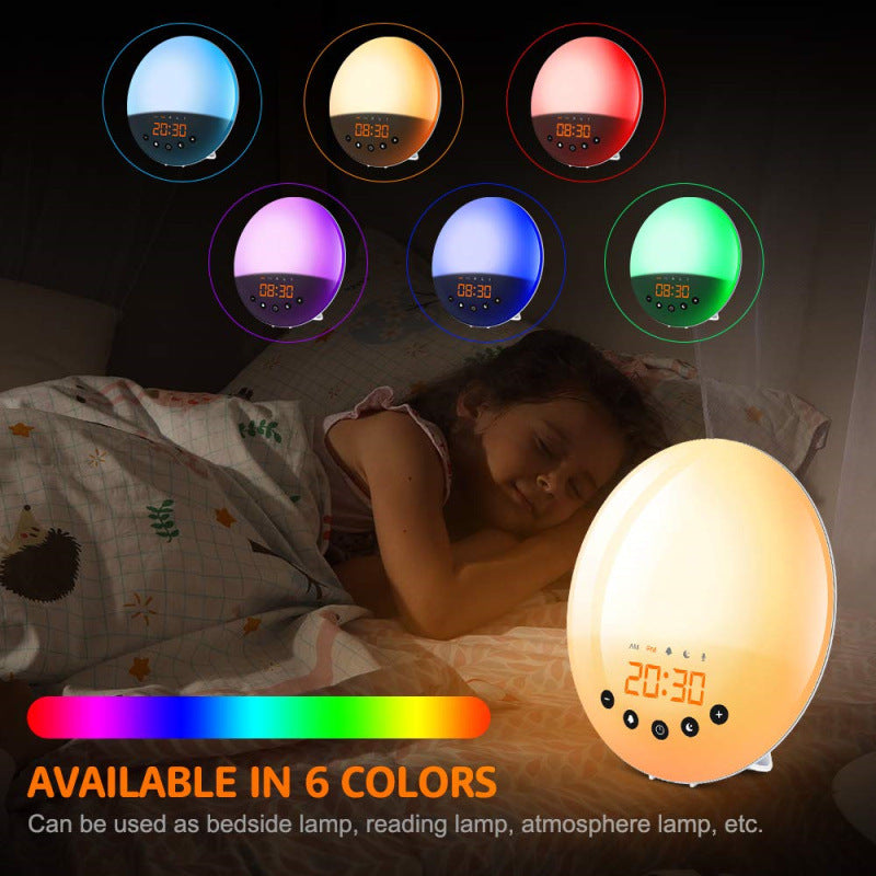 LED daylight alarm clock with sunrise simulation and FM radio