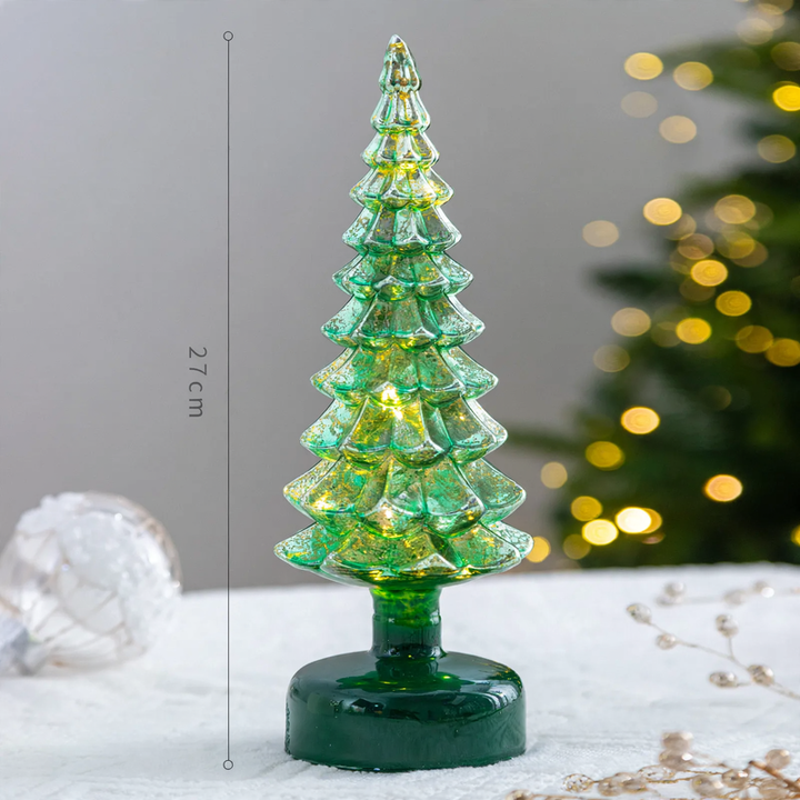 Glass Christmas tree decoration, illuminated