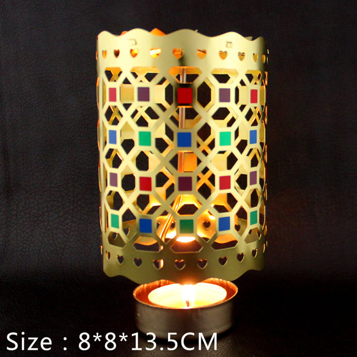 Rotating metal candle holder, round