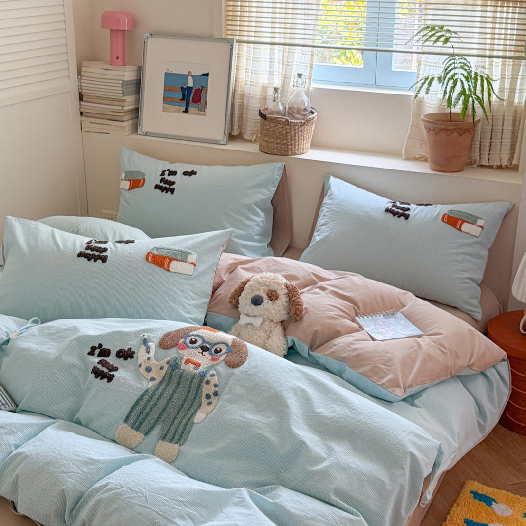 Cotton bedding, embroidered, cartoon design