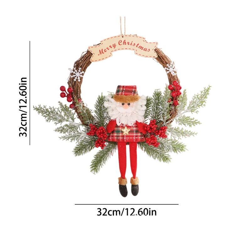 Handcrafted Christmas wreath made of rattan with pine cones