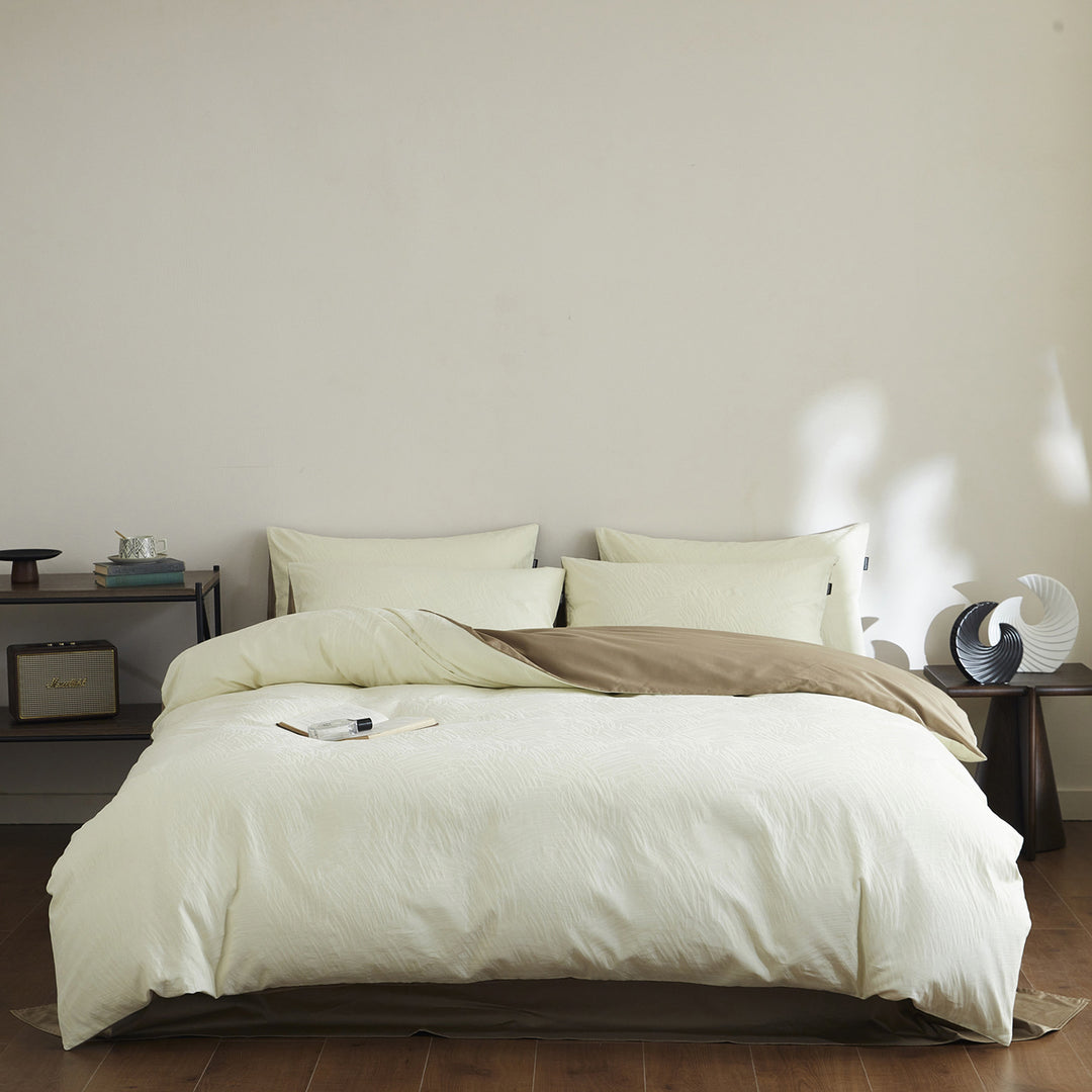 Bedding set made of washed long-staple cotton, jacquard