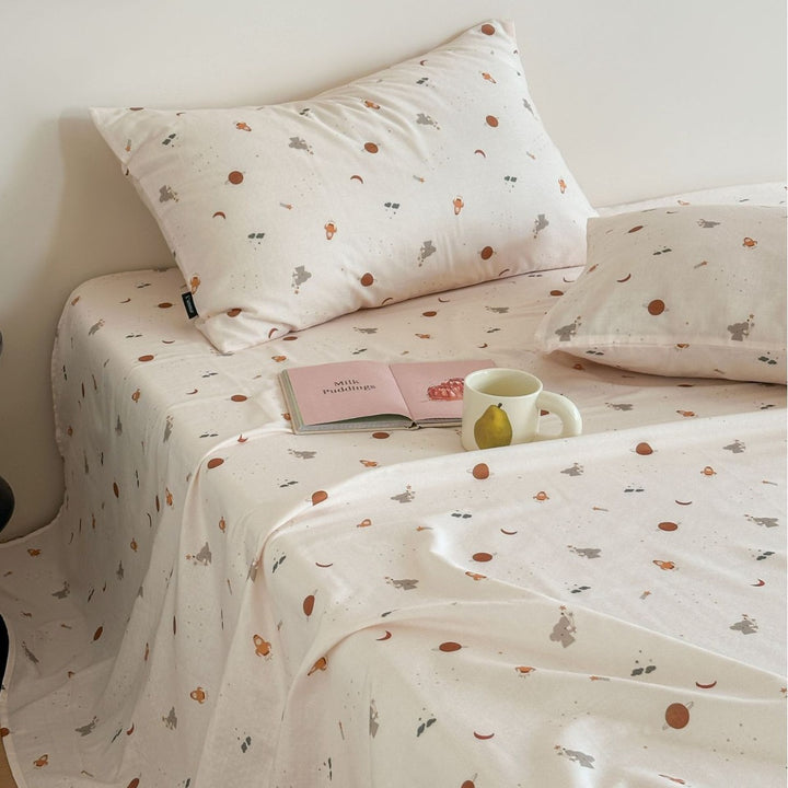 Double-layer cotton fitted sheet, soft and breathable