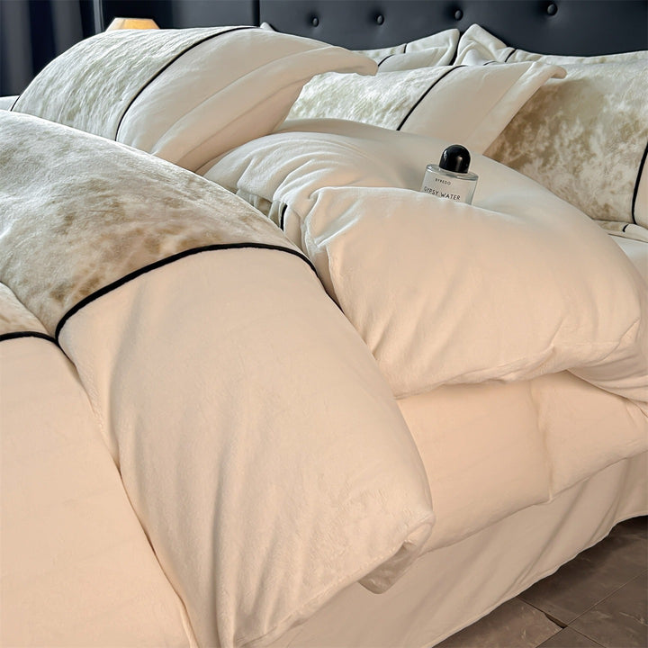 Milk fiber fleece bedding set, French luxury style