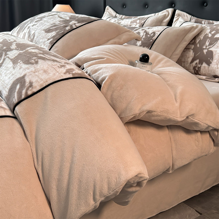 Milk fiber fleece bedding set, French luxury style