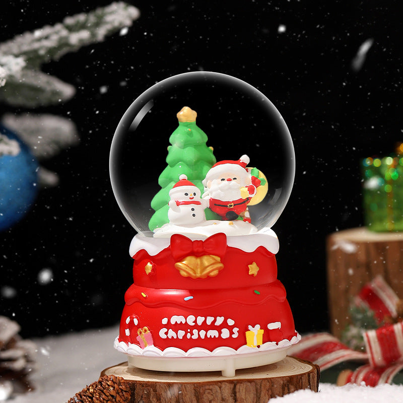 Christmas snow globe with music and light