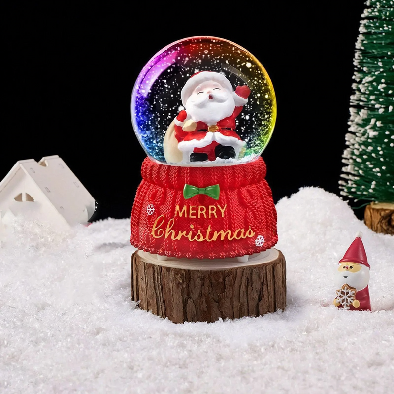 Christmas snow globe with light and music