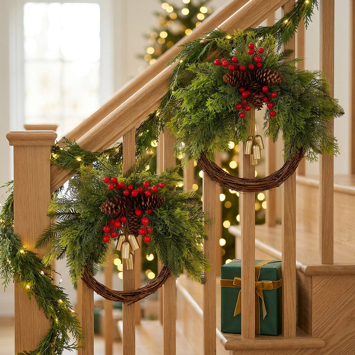 Christmas wreath with bells in country house style