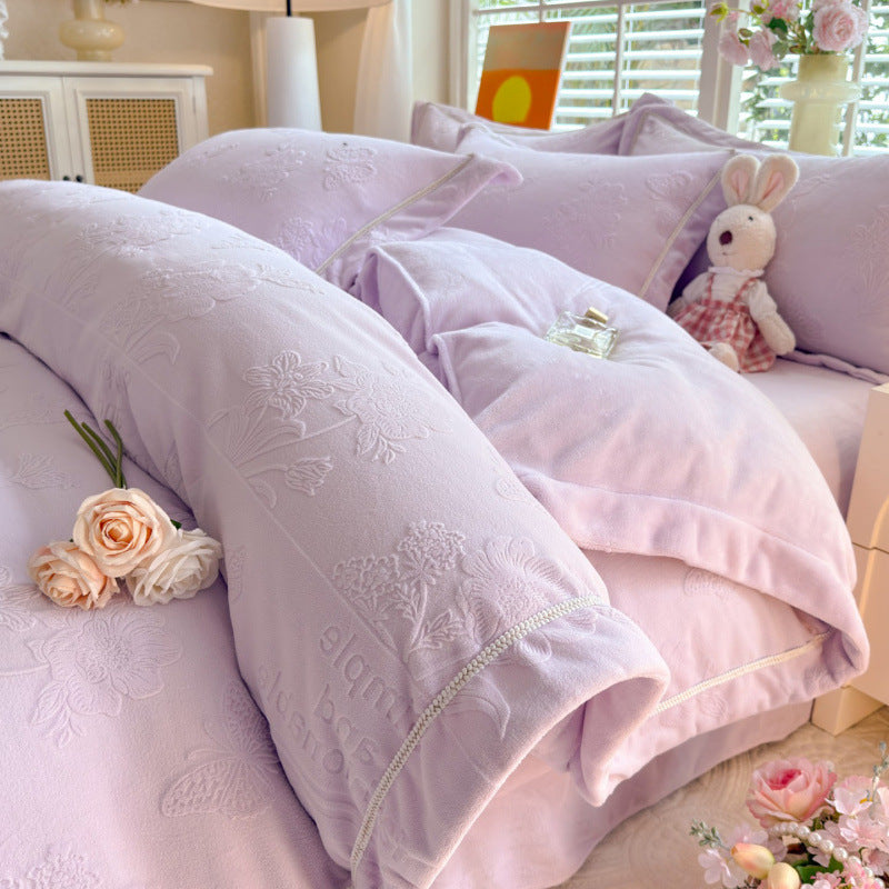 Milk fiber fleece bedding set, antistatic, 4-piece