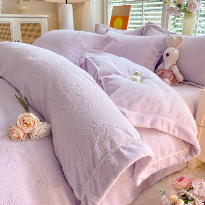 Milk fiber fleece bedding set, antistatic, 4-piece