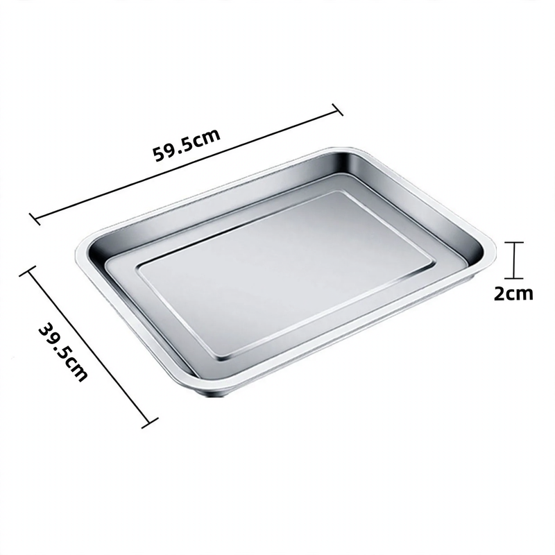 Stainless steel serving tray, square