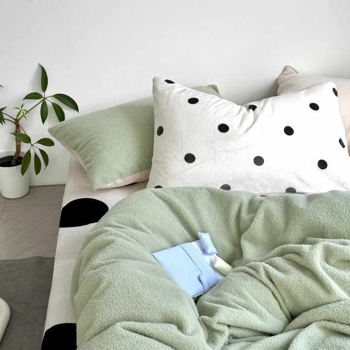 Milk fiber fleece bedding set, solid color, soft