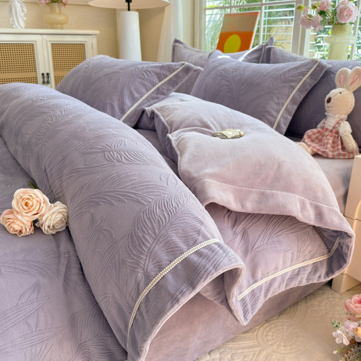 Milk fiber fleece bedding set, antistatic, 4-piece