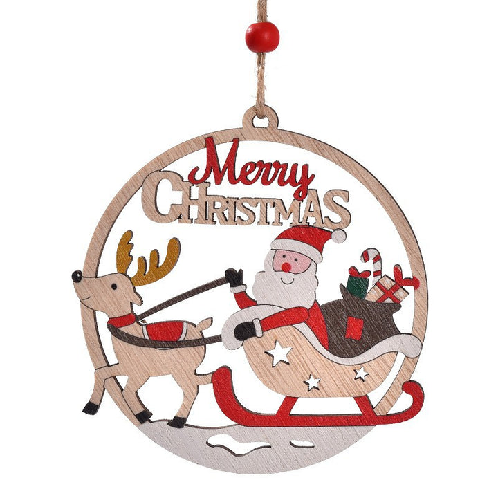 Decorative gnome wooden pendant with Christmas motifs