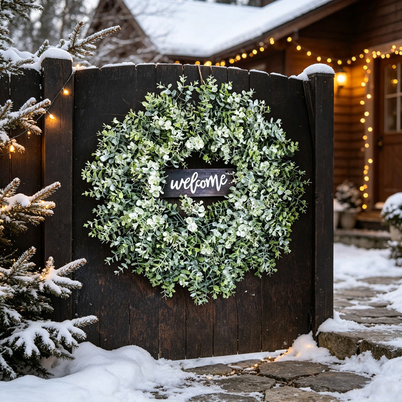 Christmas Eucalyptus Wreath with Welcome Sign 60 cm
