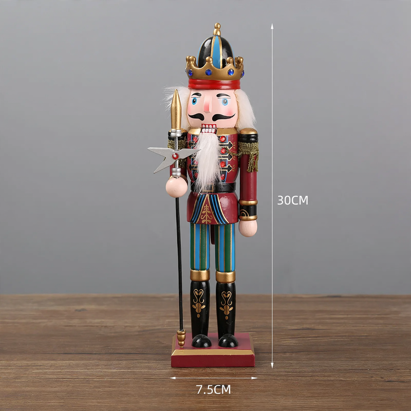 Decorative nutcracker soldier figure made of pine wood