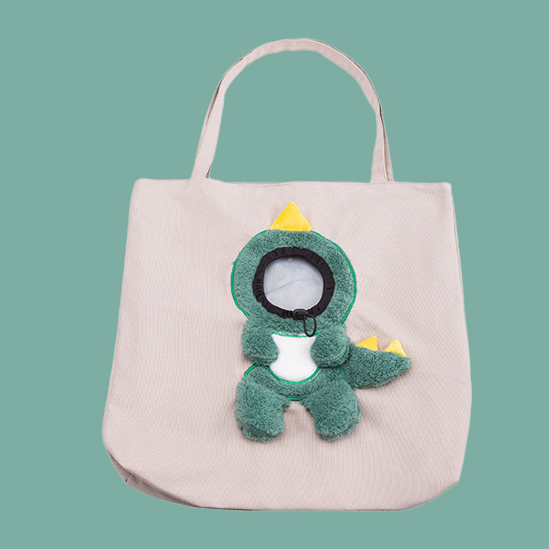 Pet transport bag made of canvas with animal motif