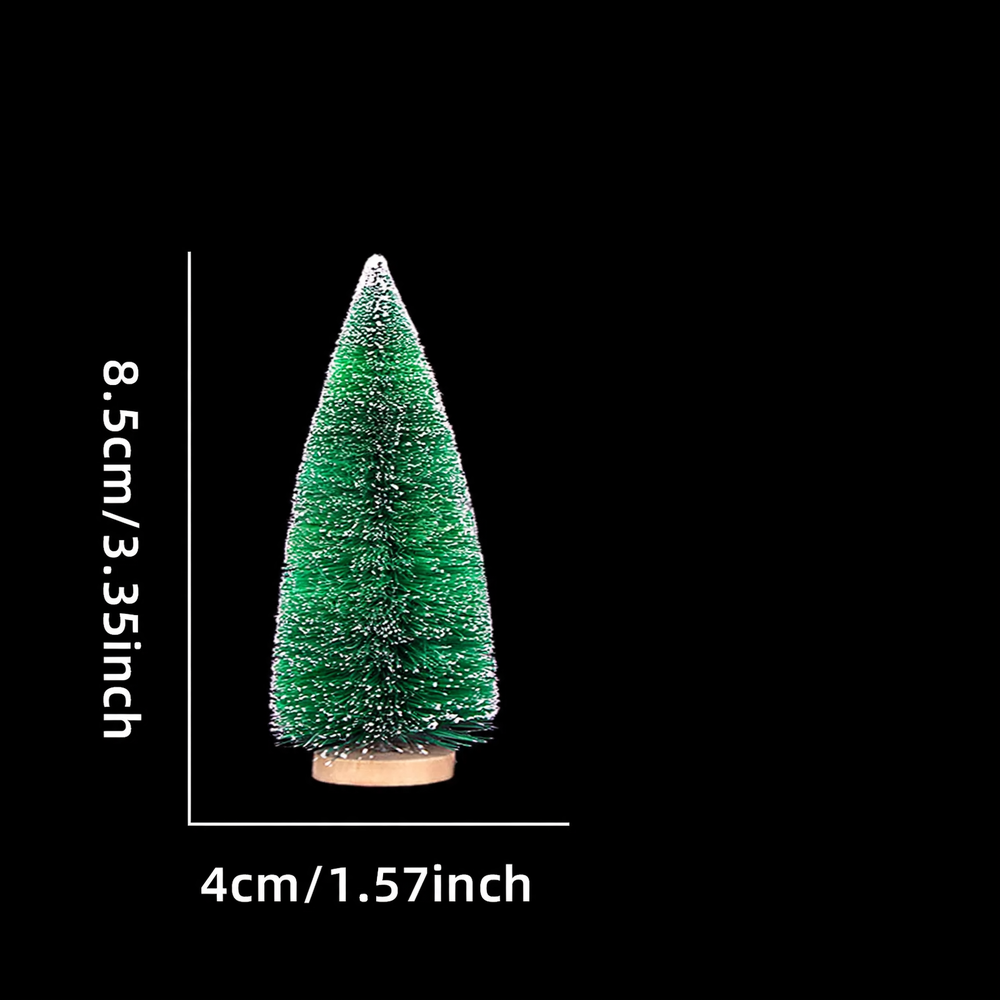 Mini Christmas tree made of wood and sisal, snow-covered