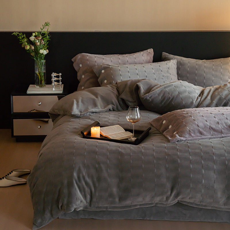 Milk fiber fleece bedding set, double-sided